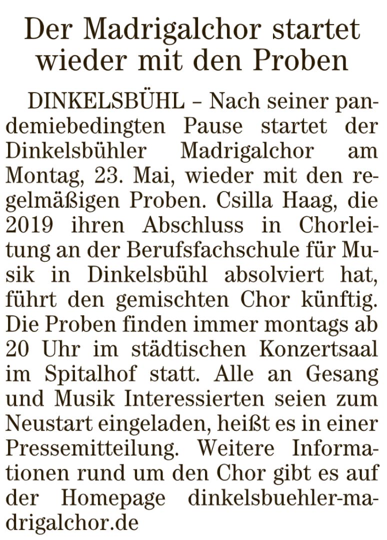 Neustart Proben